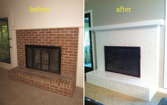 Before/After Painting Fireplace White
