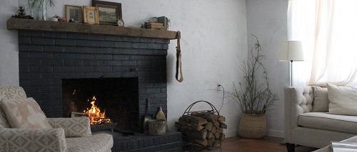 Black Brick Fireplace White Room