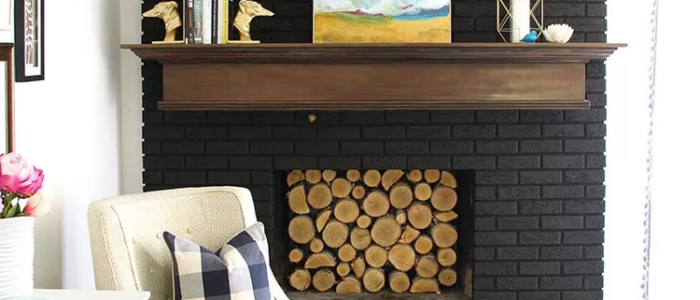 Black Fireplace In Small Room