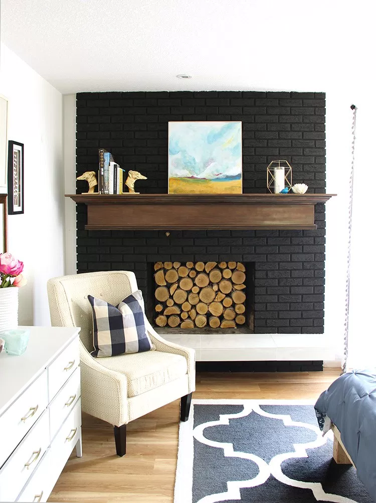 Black Fireplace In Small Room