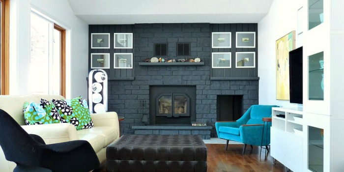 Black Painted Fireplace Brick