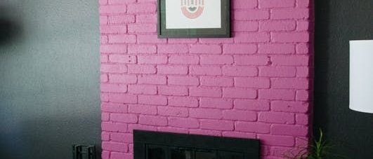 Bright Pink Painted Fireplace