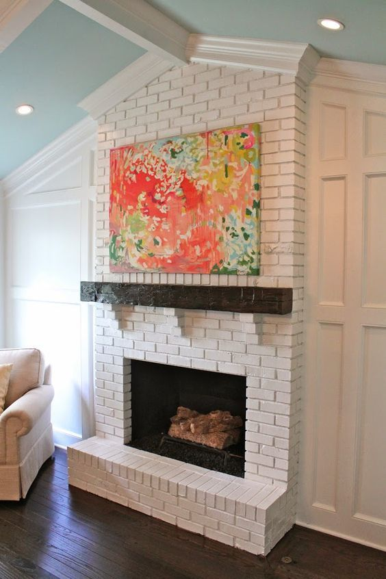 White Fireplace With Colorful Design