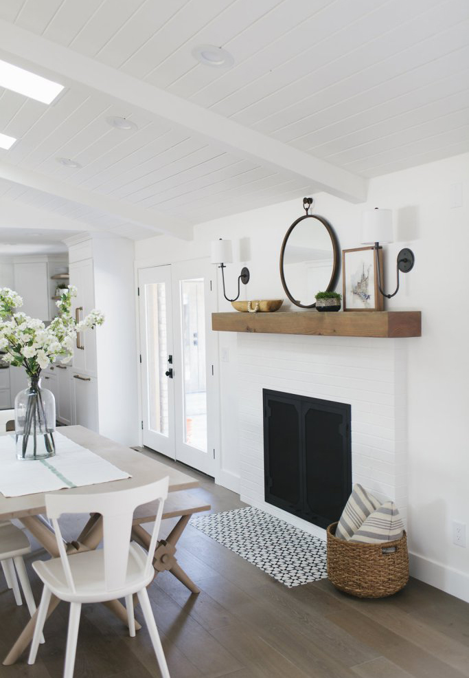 White Fireplace in Bright White Room