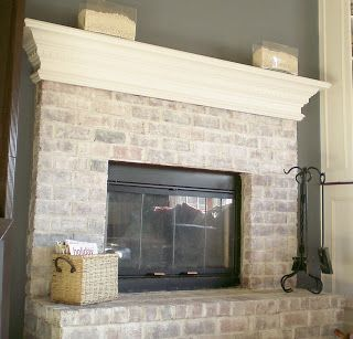 Whitewashed Brick Fireplace