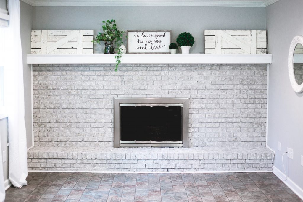 Natural Paint Real Brick Fireplace