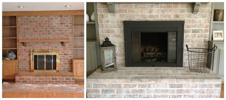 How To Whitewash Brick Fireplace Painting, Diy Whitewash Brick Fireplace