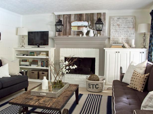 Cottage Style Painted Fireplace
