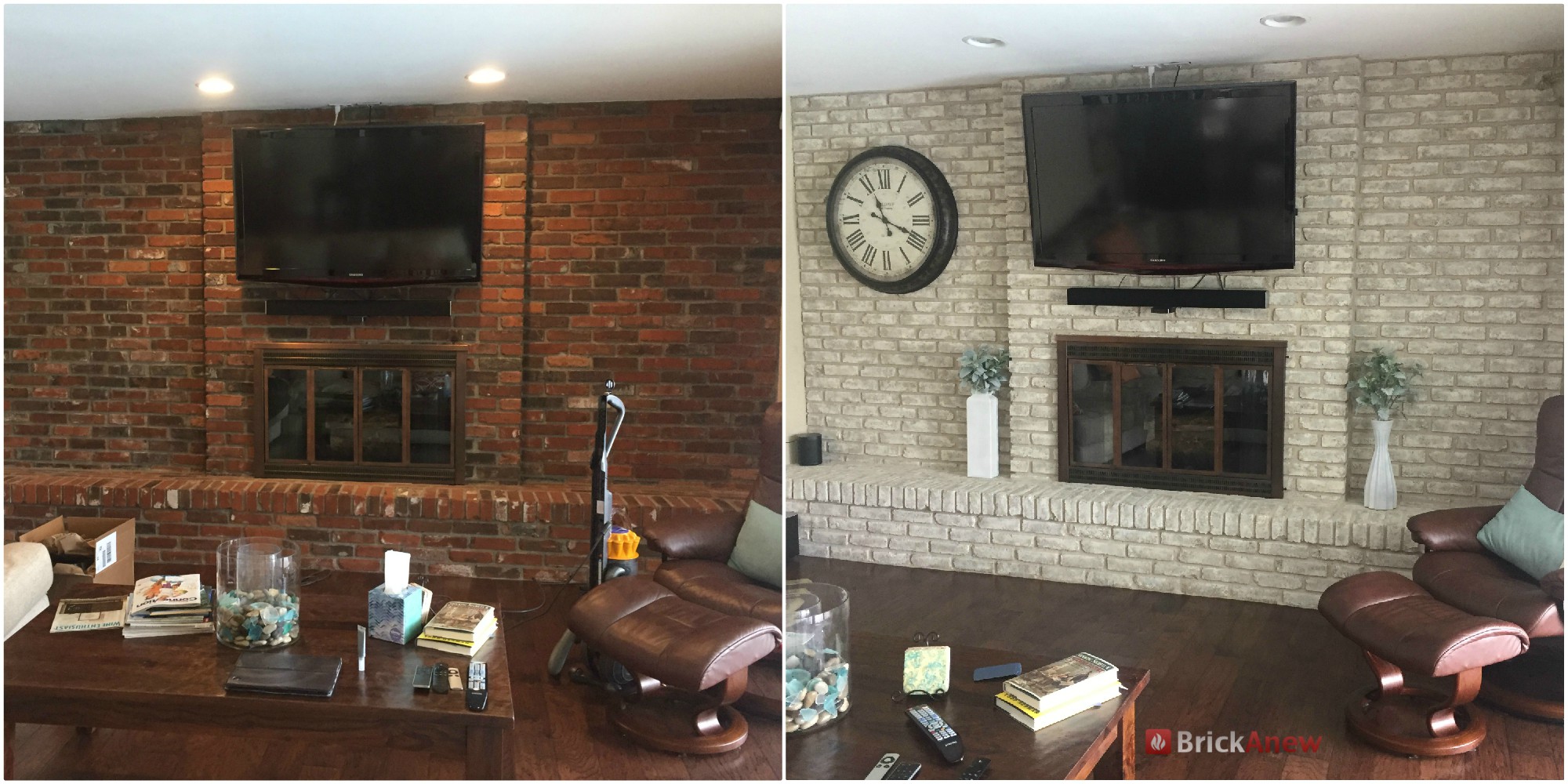 Brick-Anew Fireplace Paint Makeover