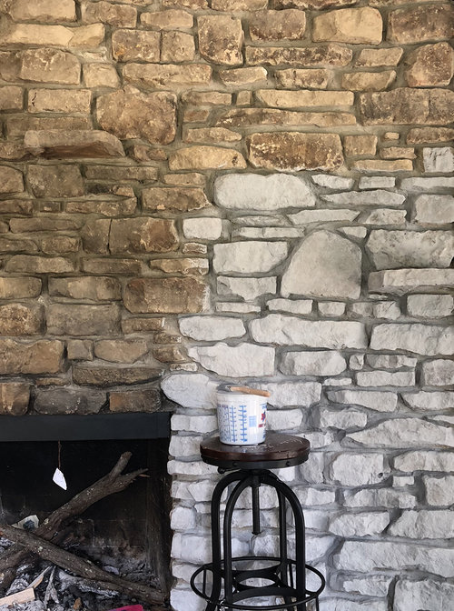 grey wash stone fireplace